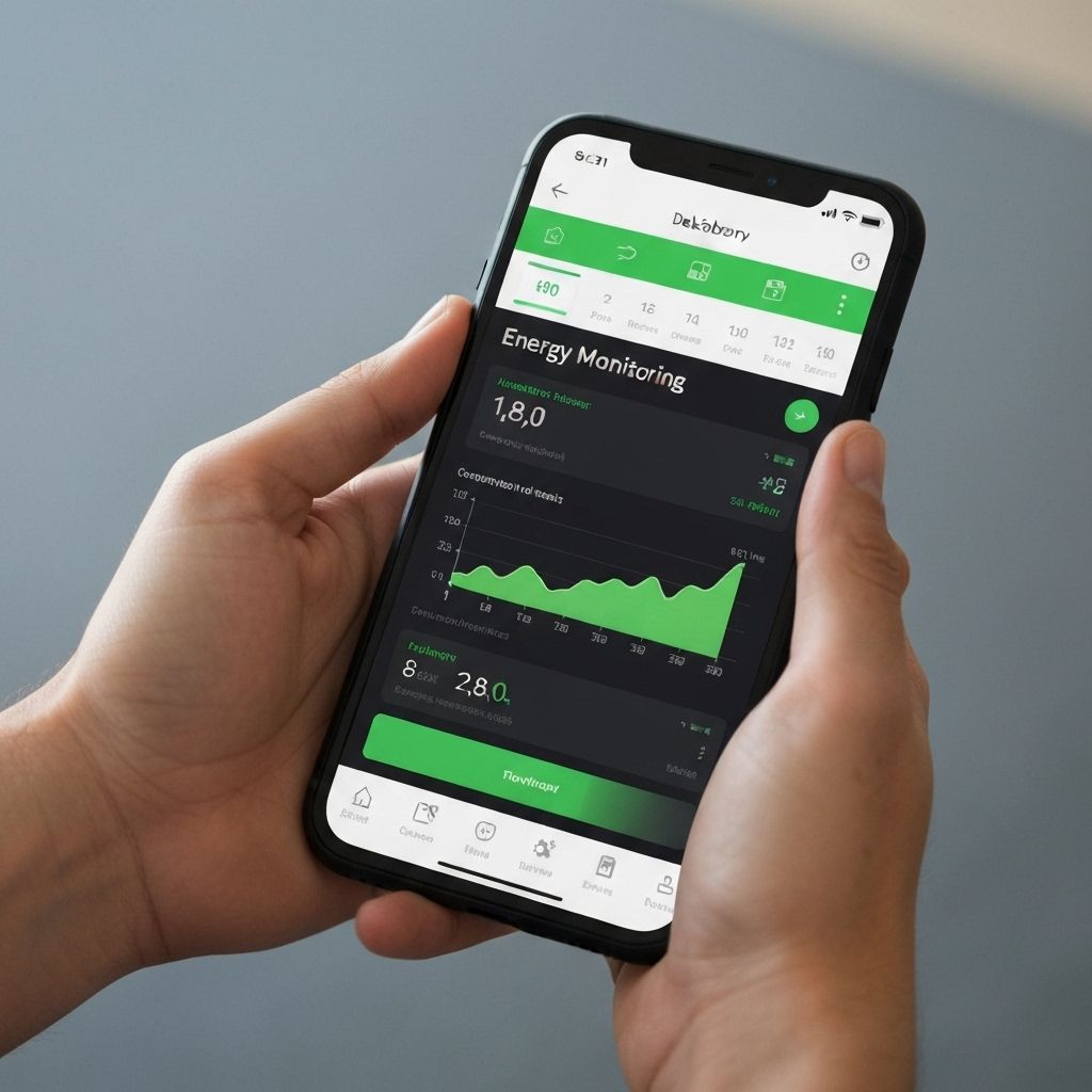 Pessoa usando aplicativo de controle de energia